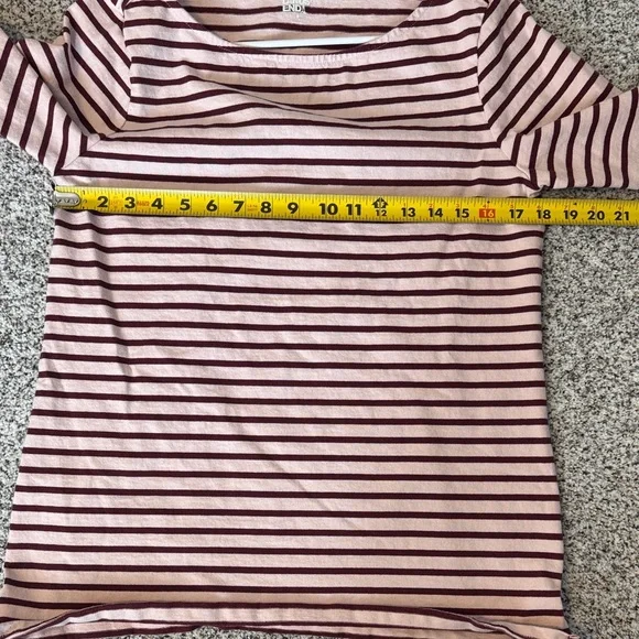 Lands' End Boatneck Tunic Pink and Burgundy Striped Top - Picture 6 of 7
